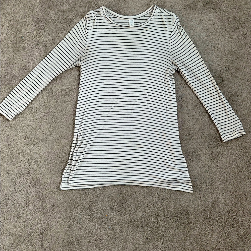Striped long sleeve tunic shirt
